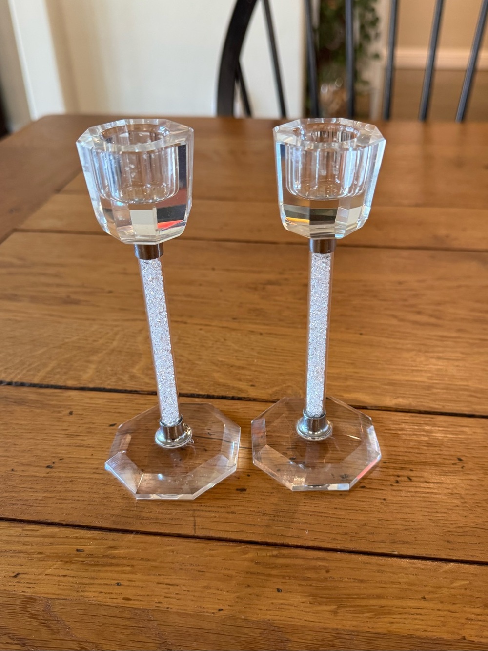 Oleg Cassini Sparkle Glitter Candle Sticks - Pair